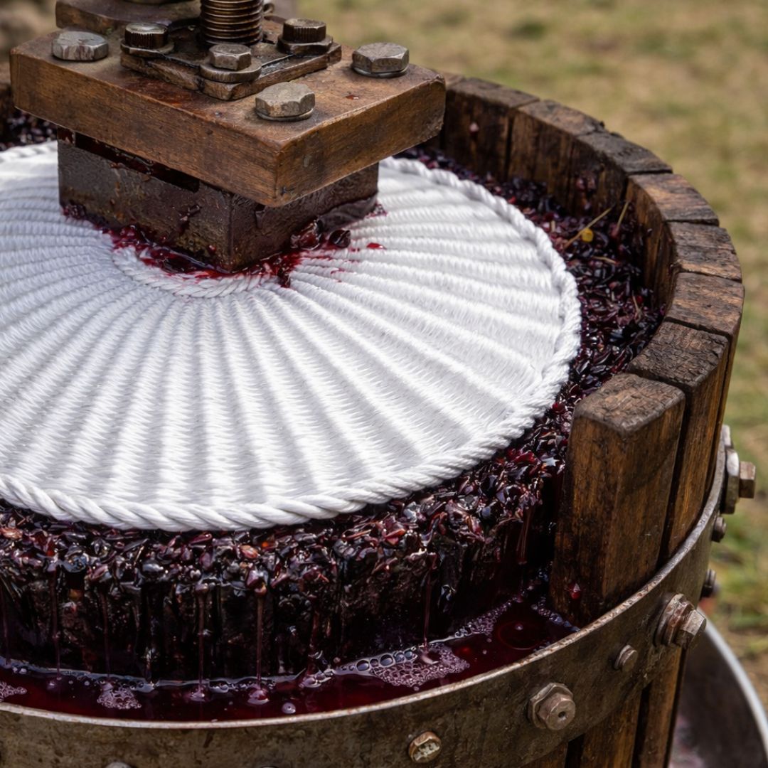 Diafragma 27” para mejorar presión uniforme y drenaje en prensado de uva