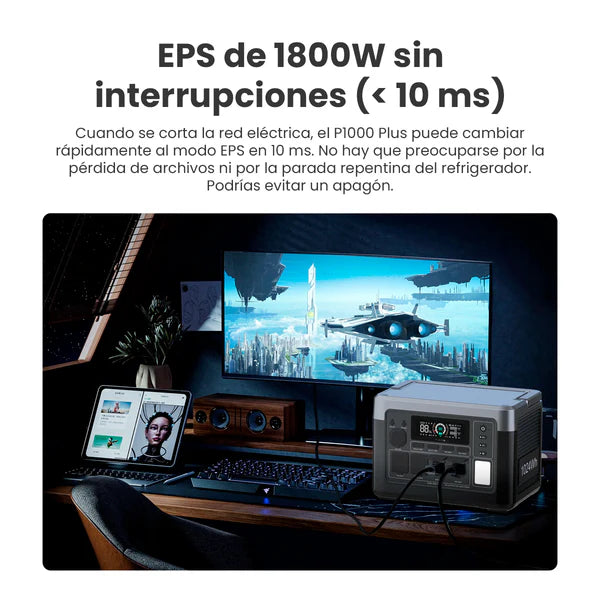 Estación de Energía Portátil Oukitel P1000 Plus de 1800 W con Batería LiFePO4