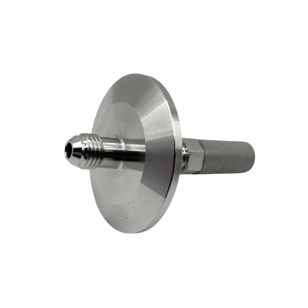 Vista lateral de la piedra mostrando la piedra de 1" x 1/2" y la conexión TriClamp.