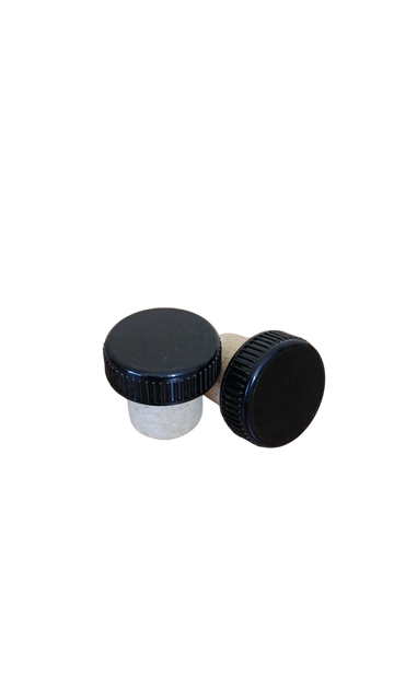 Tapon de corcho microaglomerado - Bar top 29x19.6 mm con disco de plastico color ngro