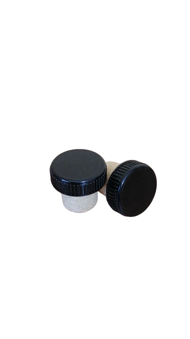 Tapon de corcho microaglomerado - Bar top con disco de plástico color negro - Hacer Vino