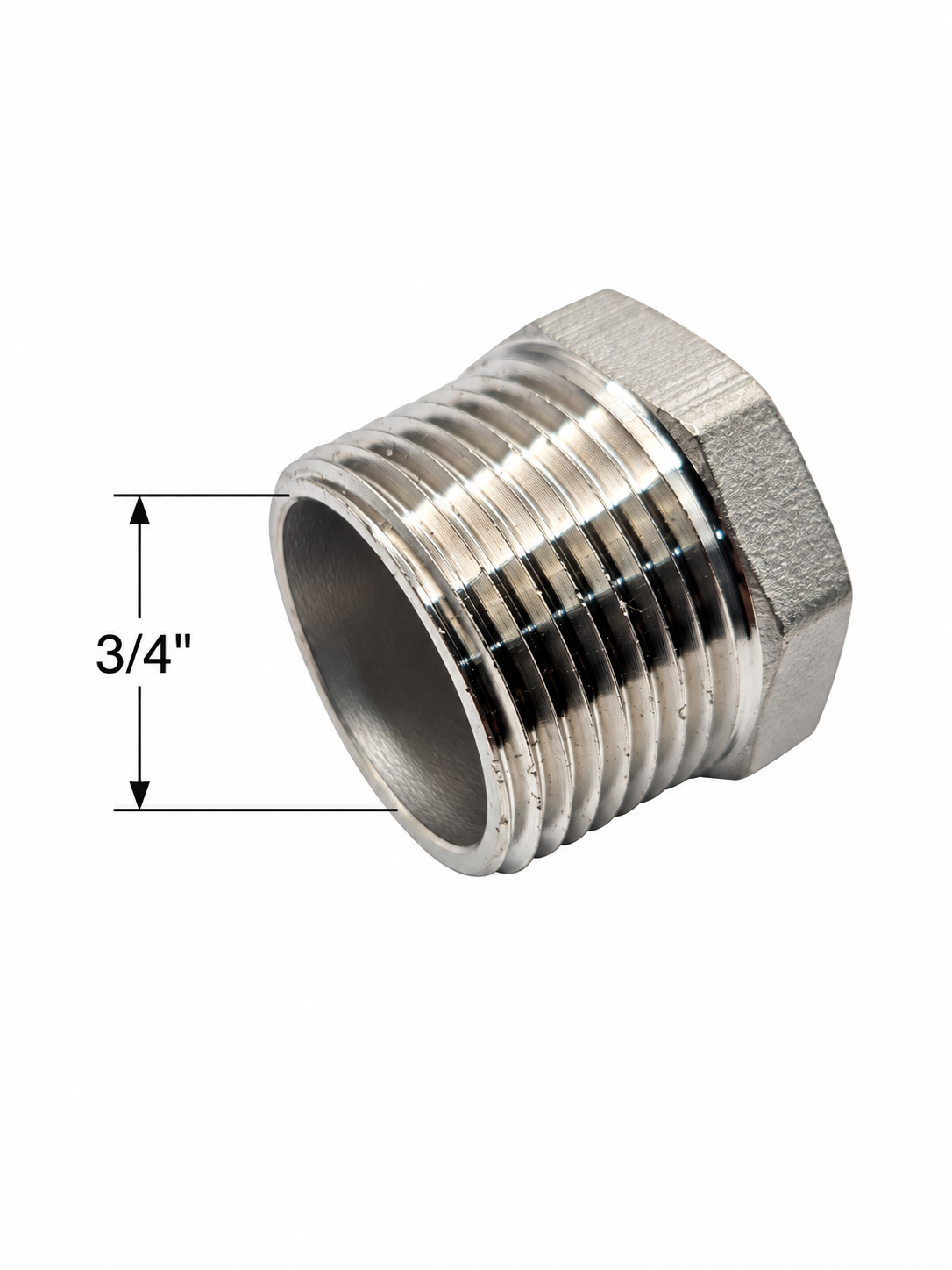 Tapón de acero inoxidable NPT rosca exterior 3/4" y 1"
