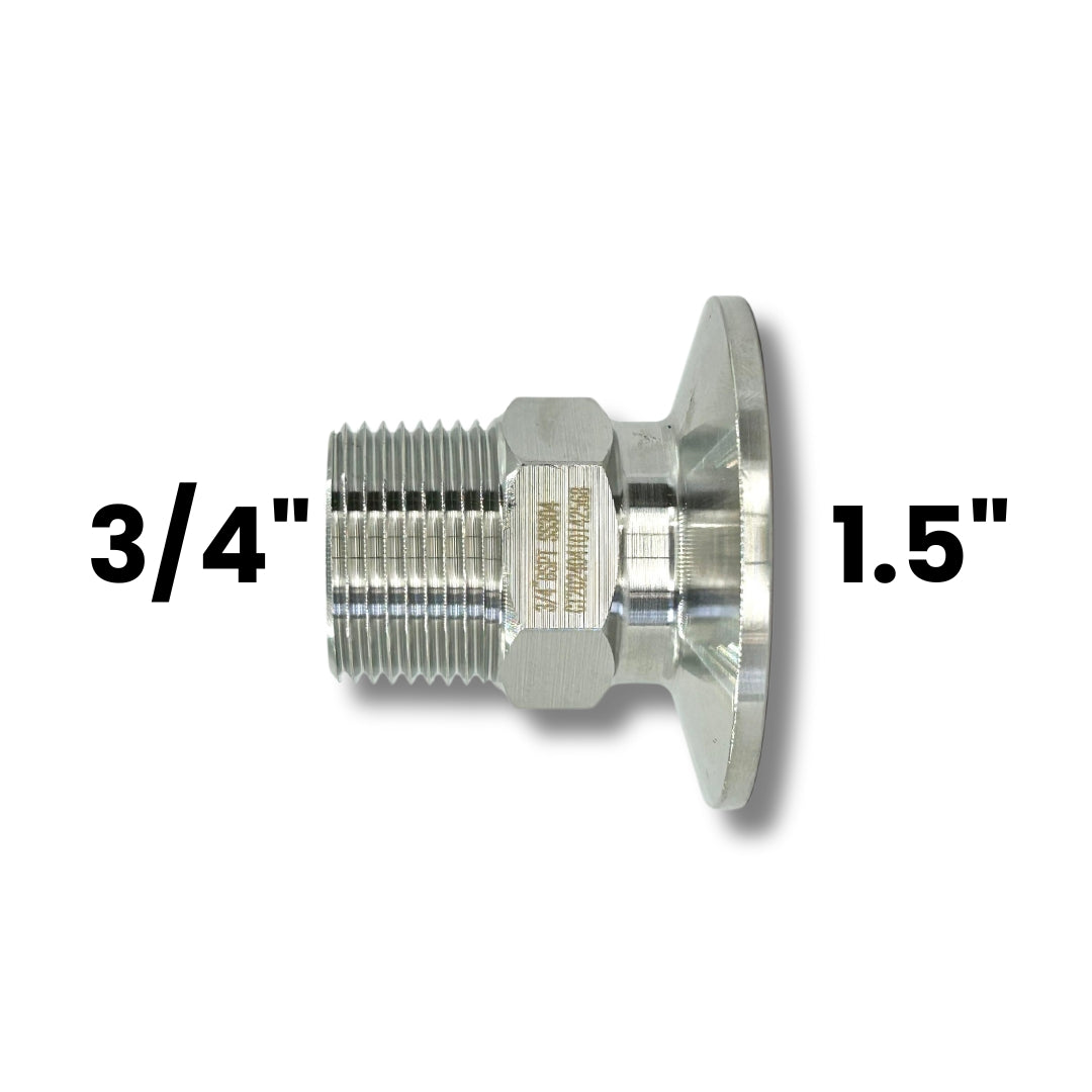 Adaptador Tri-Clamp 1.5" a rosca macho