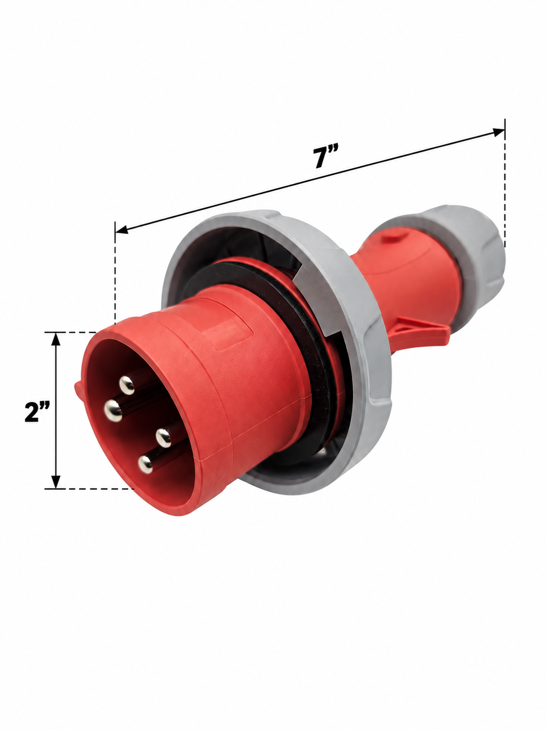 Clavija industrial JH294 IP67 3P+E 32A 400V AC Roja - Pines Macho