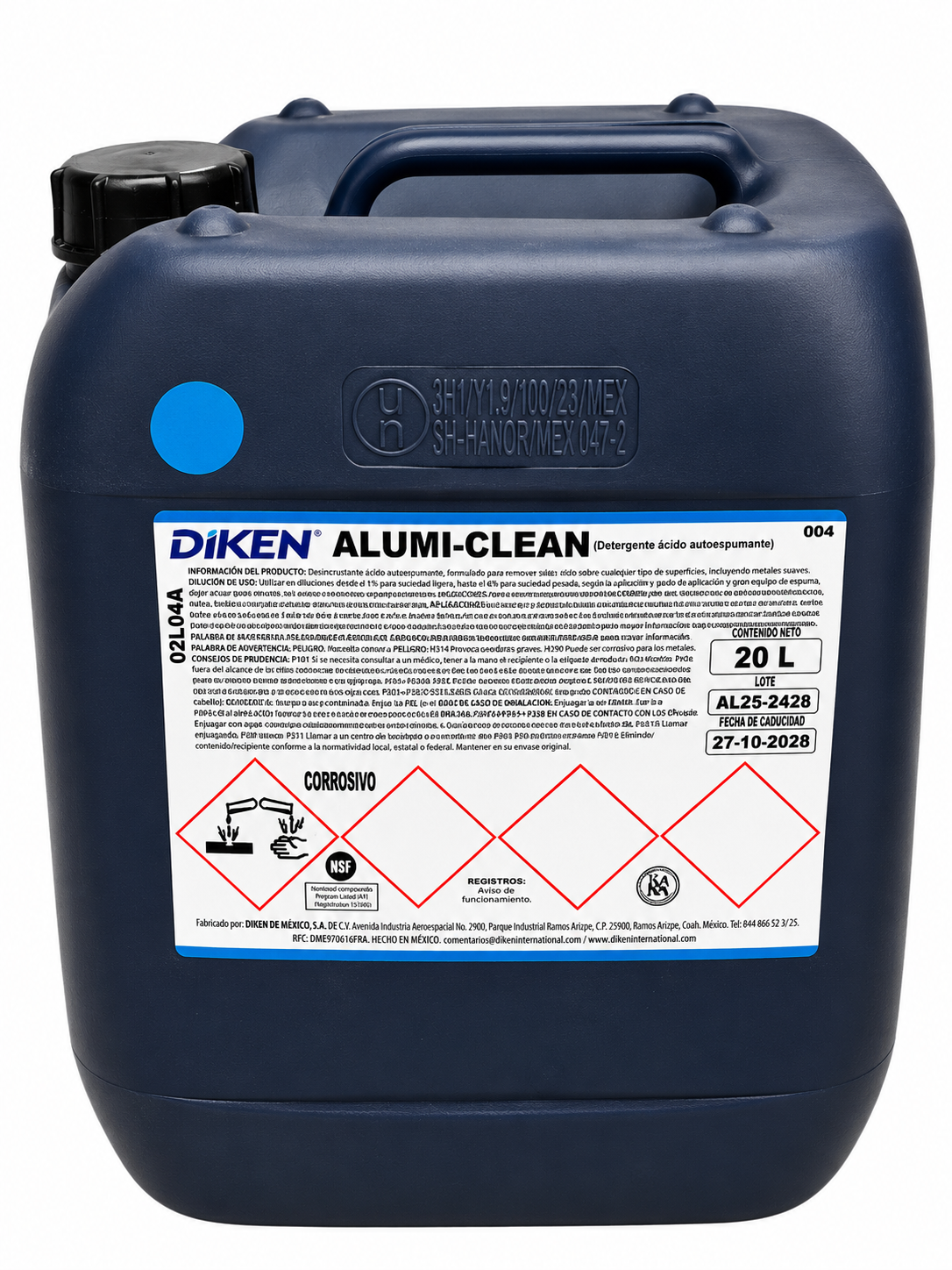 Limpiador Alumi-clean desincrustante y abrillantador ácido autoespumante Porron 20 L