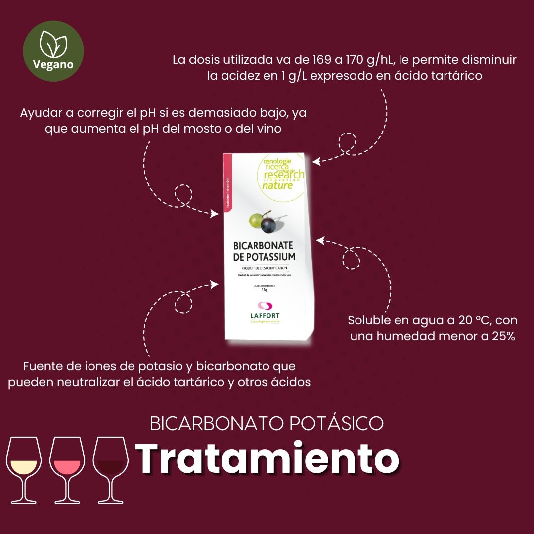 Detalle de Bicarbonato Potásico para des-acidificación Laffort para elaboración de vino en bodega