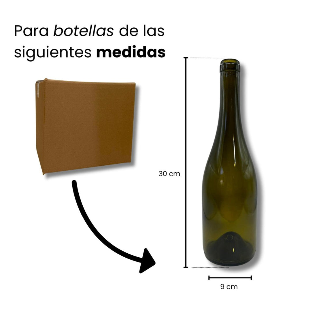 Caja de cartón 12 botellas 300 mm de alto y 90 mm de diámetro Con revestimiento DOBLE - Hacer Vino