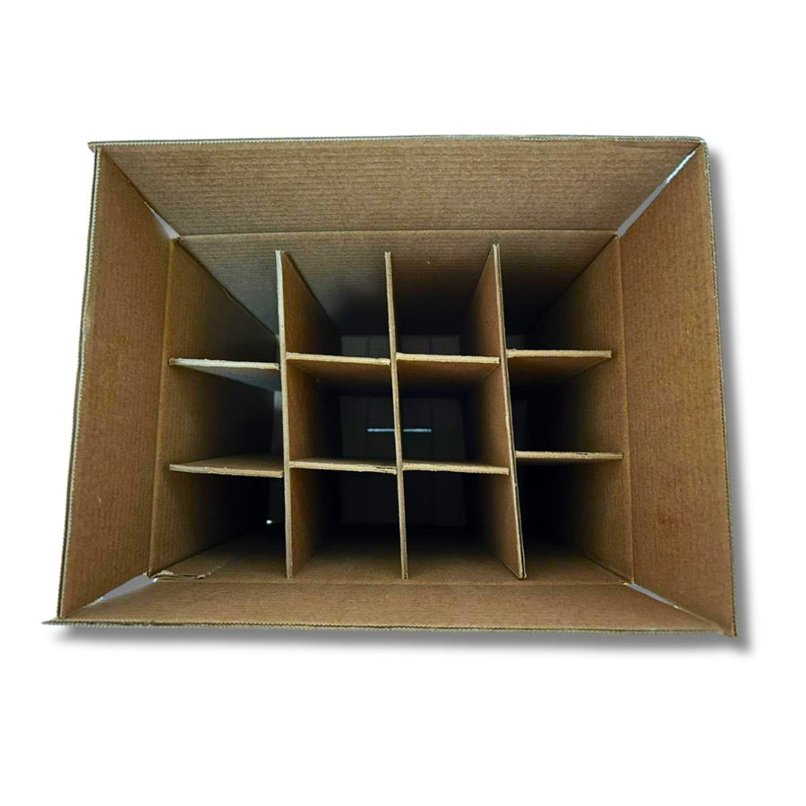 Caja de cartón 12 botellas 300 mm de alto y 90 mm de diámetro Con revestimiento DOBLE - Hacer Vino