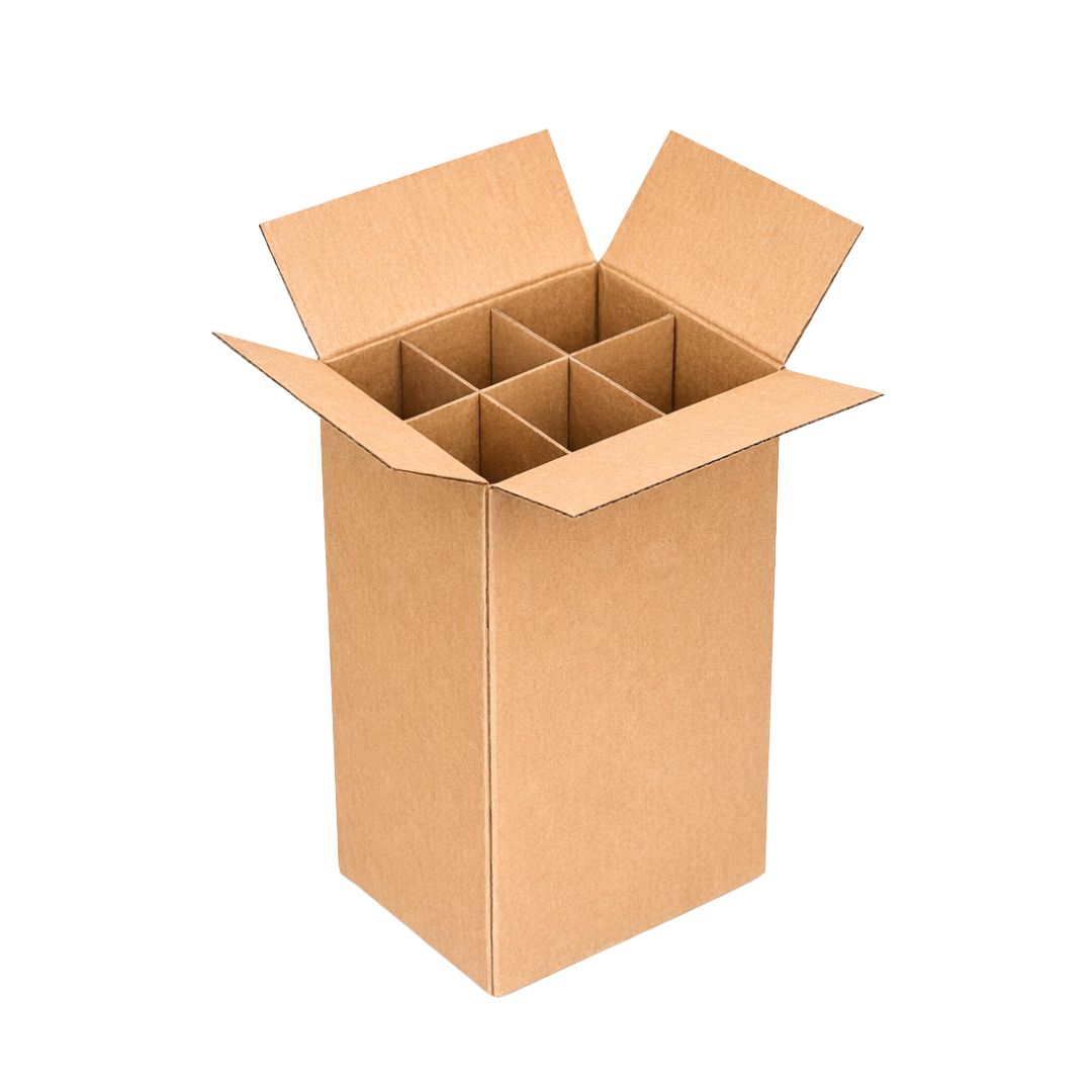 Caja de cartón para botellas de vino | Varios tamaños | Grado 32 pared sencilla con separador para embotellado de vino