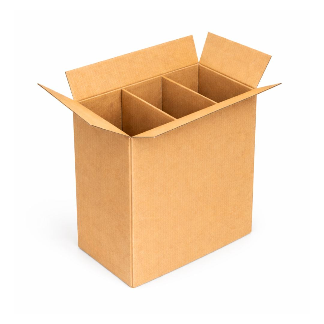 Caja de cartón para botellas de vino | Varios tamaños | Grado 32 pared sencilla con separador para embotellado de vino