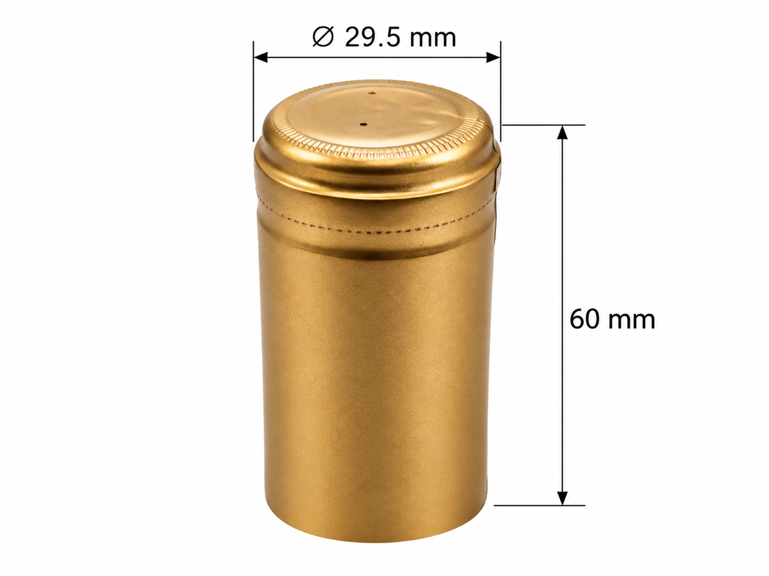 Cápsula PVC Color Oro / Dorado 29.5x60mm - Paquete de 100 pz