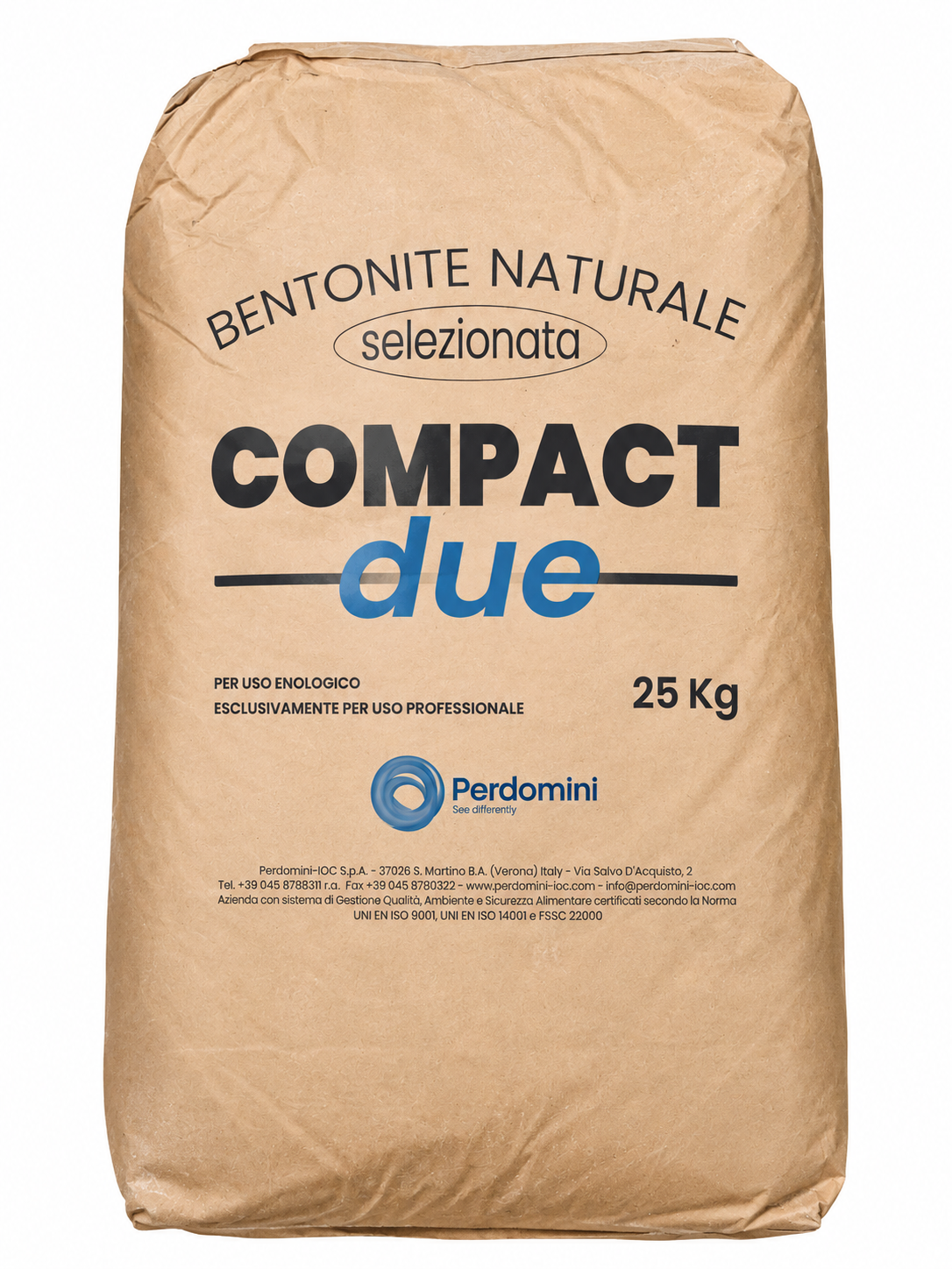 Bentonita Compact Due – Arcilla Bentonítica Granulada para Clarificación Proteica (25 kg) - Perdomini IOC